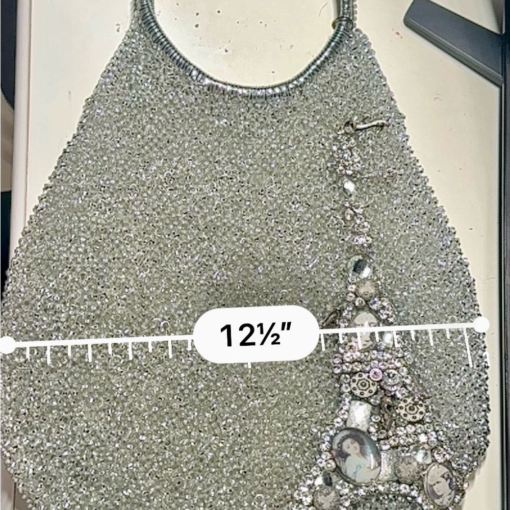 Elegant Silver Beaded Tote Bag - Picture 8 of 8
